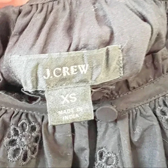 J Crew Reimagined Pom Pom‎ Trim Eyelet Top Black XS Cotton Summer Coquette Tank - Picture 3 of 9